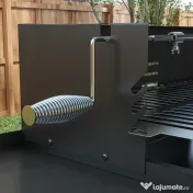 Outsunny BBQ Rotisserie Grill Charcoal Split Roaster for Chicken Turkey 3-Level Grill Grate, Storage Shelves, Stainless Steel | Aosom Romania