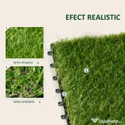 Outsunny Dale pentru Gradina cu Iarba Sintetica 30x30cm 10 Bucati, Gazon Artificial Realist, Densitate 6500 Verde