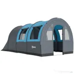 Outsunny Cort de Camping pentru 3 Persoane, Impermeabil, cu Zonă de Dormit și Zonă de Zi, din Poliester, 480x260x200 cm, Gri și Albastru