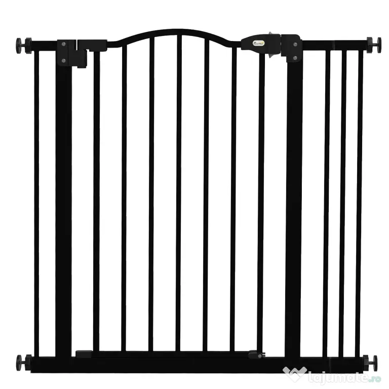 PawHut Poartă Extensibilă pentru Câini fără Șuruburi, Poartă de Siguranță Reglabilă, 94-100x94 cm, Negru | Aosom Romania