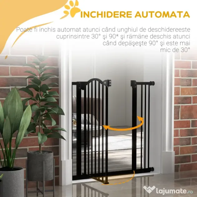 PawHut Poartă Extensibilă pentru Câini fără Șuruburi, Poartă de Siguranță Reglabilă, 94-100x94 cm, Negru | Aosom Romania