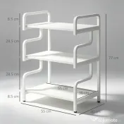 HOMCOM Raft Metalic Multifuncțional pe 3 Niveluri, Suport de Sol pentru Imprimantă și Dosare, Masă Auxiliară pentru Birou, Stil Industrial