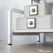 HOMCOM Raft Metalic Multifuncțional pe 3 Niveluri, Suport de Sol pentru Imprimantă și Dosare, Masă Auxiliară pentru Birou, Stil Industrial