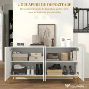 HOMCOM Bufet Modern pentru Living cu 4 Uși și Rafturi Reglabile, Închidere Moale, 140x40x75 cm, Alb | Aosom Romania