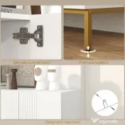 HOMCOM Bufet Modern pentru Living cu 4 Uși și Rafturi Reglabile, Închidere Moale, 140x40x75 cm, Alb | Aosom Romania