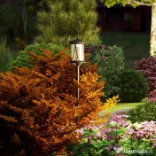 Outsunny Felinar Solar de Grădină și Alei cu Autonomie 6h, Montaj pe Sol, Felinar din ABS și Policarbonat, Rezistent la Apă IP44, pentru Terasă, Grădină, Alei, 17x17x127 cm, Negru | Aosom Romania 