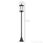 Outsunny Felinar Solar de Grădină și Alei cu Autonomie 6h, Montaj pe Sol, Felinar din ABS și Policarbonat, Rezistent la Apă IP44, pentru Terasă, Grădină, Alei, 17x17x127 cm, Negru | Aosom Romania 