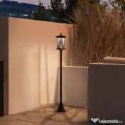Outsunny Felinar Solar de Grădină și Alei cu Autonomie 6h, Montaj pe Sol, Felinar din ABS și Policarbonat, Rezistent la Apă IP44, pentru Terasă, Grădină, Alei, 17x17x127 cm, Negru | Aosom Romania 
