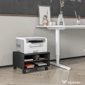 HOMCOM Cabinet pentru Imprimantă cu 2 Rafturi, Birou din Lemn și Cabinet de studiu cu Roți, 47x40x22.5 cm, Negru | Aosom Romania 
