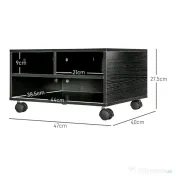 HOMCOM Cabinet pentru Imprimantă cu 2 Rafturi, Birou din Lemn și Cabinet de studiu cu Roți, 47x40x22.5 cm, Negru | Aosom Romania 