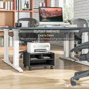 HOMCOM Cabinet pentru Imprimantă cu 2 Rafturi, Birou din Lemn și Cabinet de studiu cu Roți, 47x40x22.5 cm, Negru | Aosom Romania 