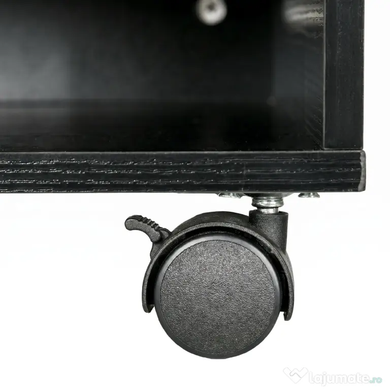 HOMCOM Cabinet pentru Imprimantă cu 2 Rafturi, Birou din Lemn și Cabinet de studiu cu Roți, 47x40x22.5 cm, Negru | Aosom Romania