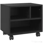 HOMCOM Dulap Mobil pentru Imprimantă pe 2 Niveluri cu 3 Compartimente și Roți pentru Birou și Studiu, 40x30x36cm, Negru