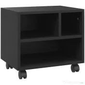 HOMCOM Suport Imprimantă pe 2 Niveluri cu Depozitare, Cărucior Imprimantă pe Roți cu 3 Compartimente, 40x30x36 cm, Negru | Aosom Romania 