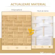 HOMCOM Paravan Interior Pliabil cu 3 Panouri Împletit din PP și Lemn de Pin, 135x1,7x180 cm, Lemn Natural | Aosom Romania 