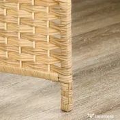 HOMCOM Paravan Interior Pliabil cu 3 Panouri Împletit din PP și Lemn de Pin, 135x1,7x180 cm, Lemn Natural | Aosom Romania 