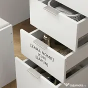 HOMCOM Set Masă de Toaletă cu Oglindă și 5 Sertare și Taburet de Machiaj Tapițat, 97,2x44,5x136,5 cm, Alb | Aosom Romania 