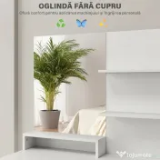 HOMCOM Masă de Toaletă cu Oglindă și Taburet, 80x40x132 cm, Alb | Aosom Romania
