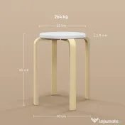 HOMCOM Set de Scaune Stivuibile pentru 4 Persoane, Scaune Moderne de Stivuire, Scaune Rotunde fără Spate, 40x40x45 cm, Lemn Natural | Aosom Romania 
