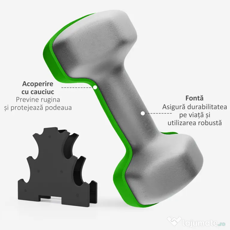 SPORTNOW Set de Gantere cu Suport, 6 Gantere în Total 2x1 kg, 2x2 kg, 2x3 kg, Multicolor | Aosom Romania
