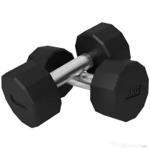 SPORTNOW Set 2 Gantere de 8 kg din Metal și Cauciuc, Set Gantere pentru Sală cu Mâner Antiderapant, 26x12x12 cm, Negru | Aosom Romania