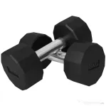SPORTNOW Set 2 gantere hexagonale de 8 kg din metal și cauciuc cu mâner antialunecare, 26x12x12 cm, negru