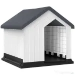 PawHut Niche pentru câine pentru exterior, adăpost impermeabil cu fereastră, din plastic, 62lungime x 61Lățime x 60Înălțime cm, gri