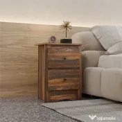 HOMCOM Noptieră cu 2 Sertare în Stil Rustic, Noptieră pentru dormitor din Lemn, 40x30x56 cm, Maro | Aosom Romania 