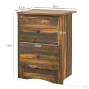 HOMCOM Noptieră cu 2 Sertare în Stil Rustic, Noptieră pentru dormitor din Lemn, 40x30x56 cm, Maro | Aosom Romania 