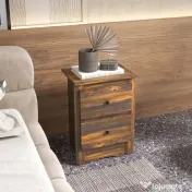 HOMCOM Noptieră cu 2 Sertare în Stil Rustic, Noptieră pentru dormitor din Lemn, 40x30x56 cm, Maro | Aosom Romania 