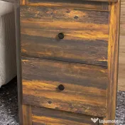 HOMCOM Noptieră cu 2 Sertare în Stil Rustic, Noptieră pentru dormitor din Lemn, 40x30x56 cm, Maro | Aosom Romania 