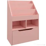 HOMCOM Mică Bibliotecă pentru Copii cu Rafturi și Sertar din MDF, 60x29.9x90cm, Roz