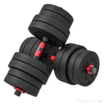 HOMCOM Set 2 Gantere Antiderapante cu 16 Discuri de Greutăți, Greutate Totală 30 kg, și Conector, din Oțel, HDPE și Nisip, Negru