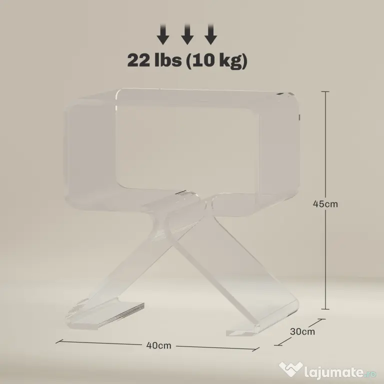 HOMCOM Măsuță de Cafea Geometrică cu 2 Niveluri cu Picioare Triunghiulare din Acril, 40x30x45 cm, Transparentă | Aosom Romania
