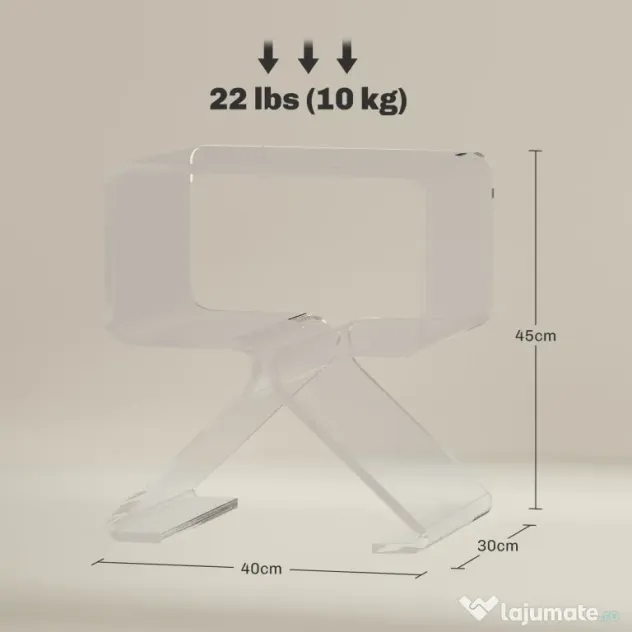 HOMCOM Măsuță de Cafea Geometrică cu 2 Niveluri cu Picioare Triunghiulare din Acril, 40x30x45 cm, Transparentă | Aosom Romania