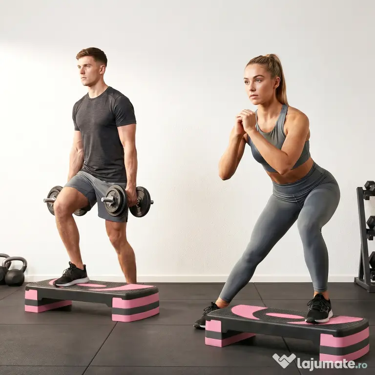 Soozier Stepper Aerobic Reglabil, Platformă pentru Exerciții, Trainer pentru Fitness și Yoga, Înălțimi 10-15-20 cm, Roz | Aosom Romania