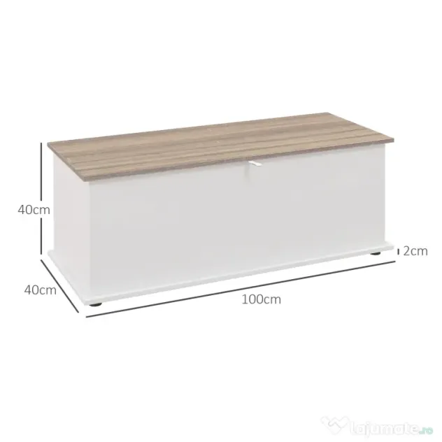 HOMCOM Bancă multifuncțională din lemn pentru dormitor și hol, alb, 100x40x40 cm | Aosom Romania