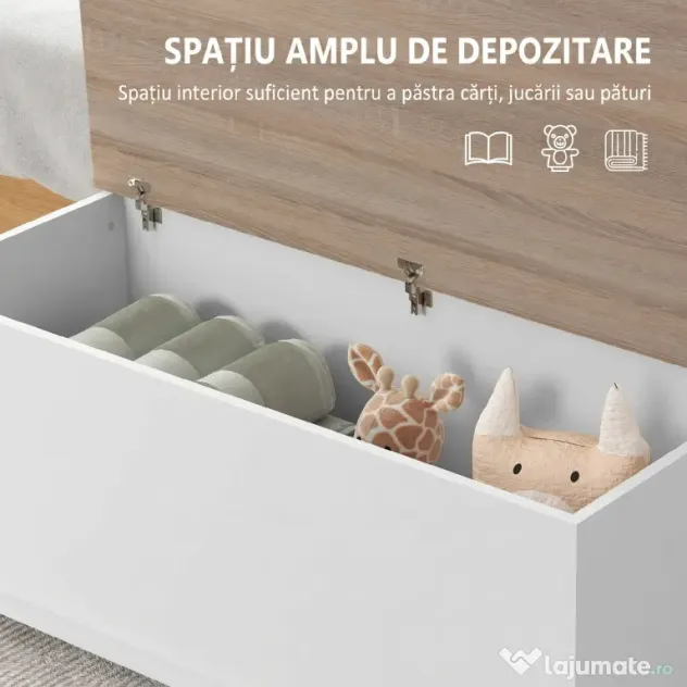 HOMCOM Bancă multifuncțională din lemn pentru dormitor și hol, alb, 100x40x40 cm | Aosom Romania