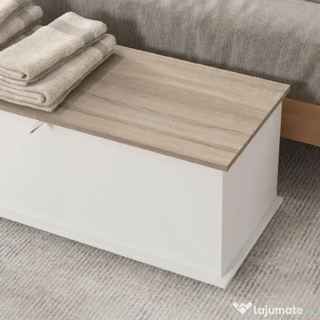 HOMCOM Bancă multifuncțională din lemn pentru dormitor și hol, alb, 100x40x40 cm | Aosom Romania