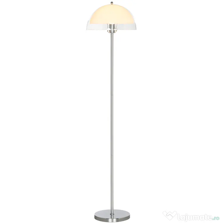 HOMCOM Lampă de Podea cu Abajur Dublu Strat pentru Living, Sufragerie, Dormitor, din Metal și Acrilic, Ø35x150 cm, Alb | Aosom Romania