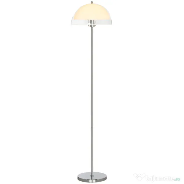 HOMCOM Lampă de Podea cu Abajur Dublu Strat pentru Living, Sufragerie, Dormitor, din Metal și Acrilic, Ø35x150 cm, Alb | Aosom Romania