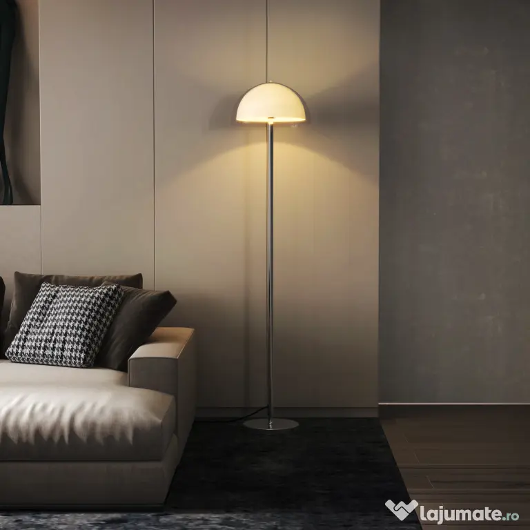 HOMCOM Lampă de Podea cu Abajur Dublu Strat pentru Living, Sufragerie, Dormitor, din Metal și Acrilic, Ø35x150 cm, Alb | Aosom Romania