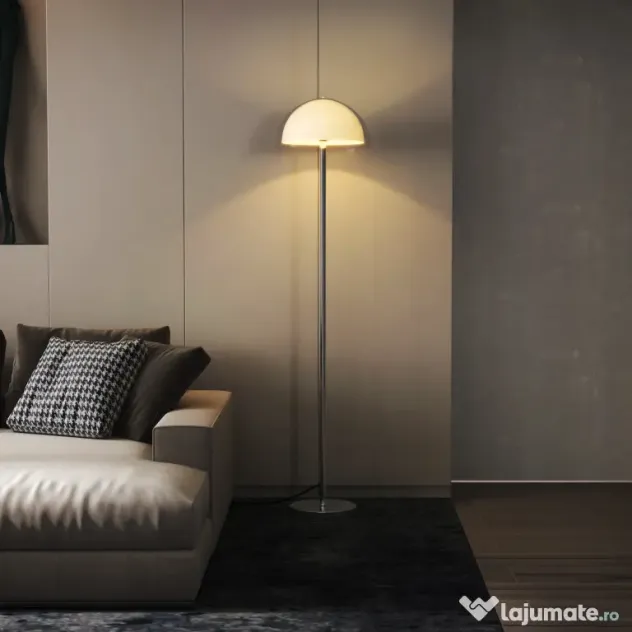 HOMCOM Lampă de Podea cu Abajur Dublu Strat pentru Living, Sufragerie, Dormitor, din Metal și Acrilic, Ø35x150 cm, Alb | Aosom Romania
