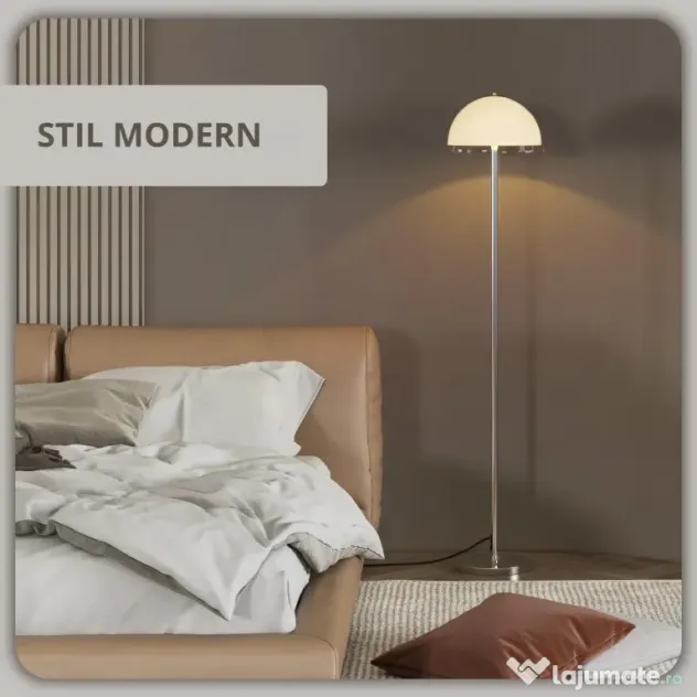 HOMCOM Lampă de Podea cu Abajur Dublu Strat pentru Living, Sufragerie, Dormitor, din Metal și Acrilic, Ø35x150 cm, Alb | Aosom Romania