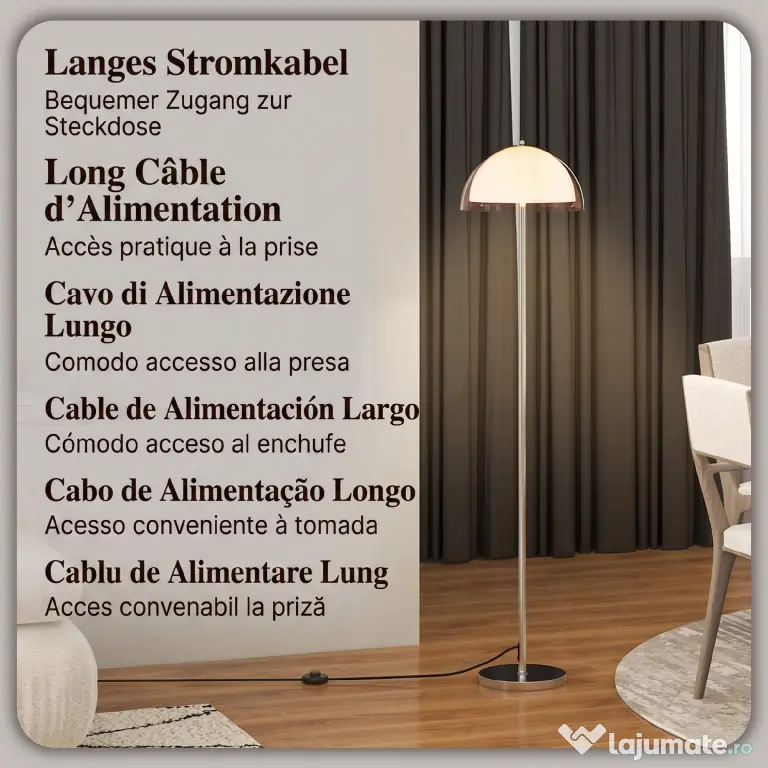 HOMCOM Lampă de Podea cu Abajur Dublu Strat pentru Living, Sufragerie, Dormitor, din Metal și Acrilic, Ø35x150 cm, Alb | Aosom Romania