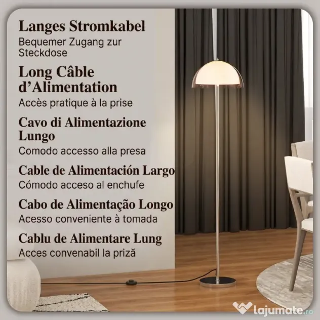 HOMCOM Lampă de Podea cu Abajur Dublu Strat pentru Living, Sufragerie, Dormitor, din Metal și Acrilic, Ø35x150 cm, Alb | Aosom Romania