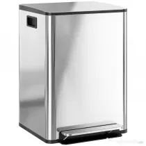 HOMCOM Coș de gunoi cu 2 compartimente de 20L cu pedală și capac silențios, din oțel inoxidabil și PP, 41,8x36,7x58 cm