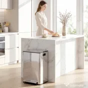 HOMCOM Coș de Gunoi cu 2 Secțiuni, cu Pedală și Capac cu Închidere Lentă, Coș de Deșeuri, 41.8x36.7x58 cm, Argintiu | Aosom Romania