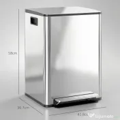 HOMCOM Coș de Gunoi cu 2 Secțiuni, cu Pedală și Capac cu Închidere Lentă, Coș de Deșeuri, 41.8x36.7x58 cm, Argintiu | Aosom Romania