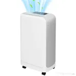 HOMCOM Dezumidificator de 12L cu Rezervor de Apă, Temporizator 24H și Afișaj Digital al Umidității, 28x18x50,6 cm, Alb